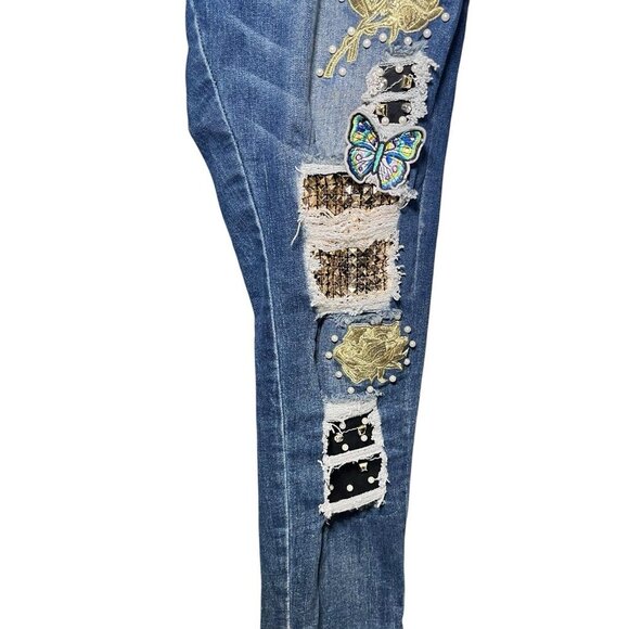 Bella Made In Italy Patchwork Jeans 31 Inch Waist - Picture 8 of 14